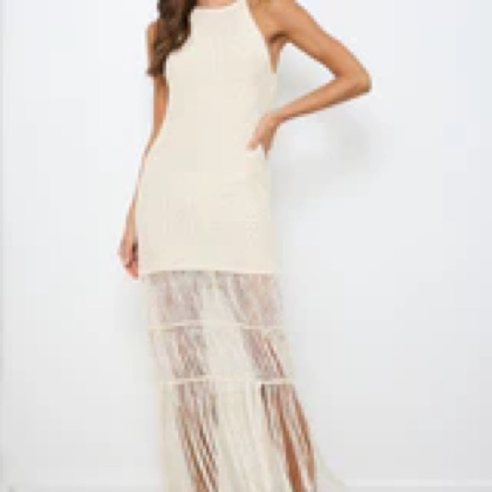 Salty Beach Cream Dress bobbles & lace size small